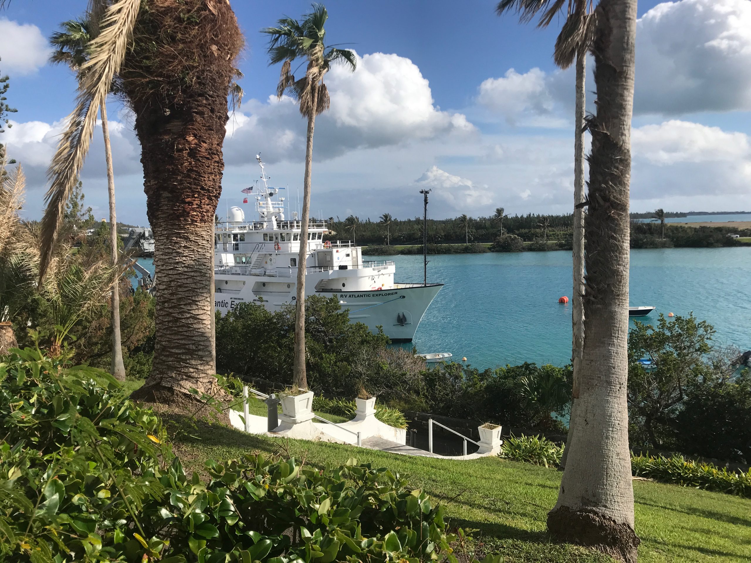 A photo of the R/V Atlantic Explorer docked at BIOS.